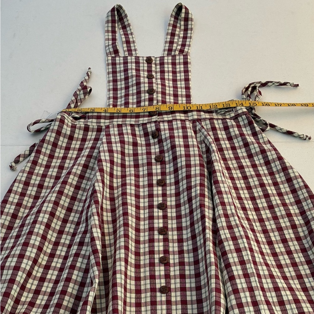FRIENDS Vintage 90’s Burgundy and Cream Sleeveless Pinafore - Picture 4 of 7